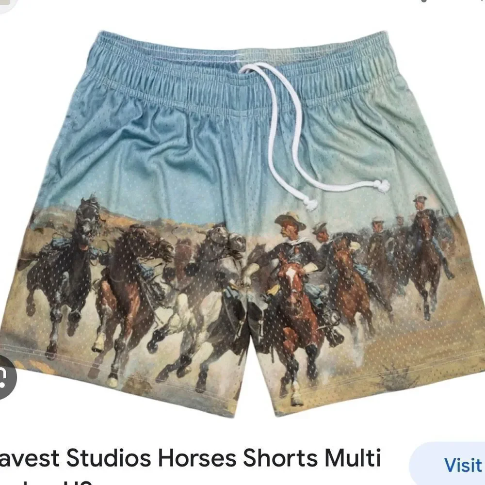 Bravest Studios Cowboys‎ Horses Shorts XS Nwt